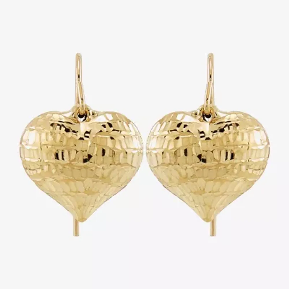 10K Gold Heart Drop Earrings