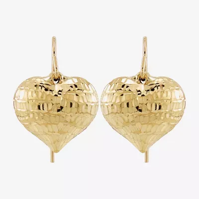 10K Gold Heart Drop Earrings