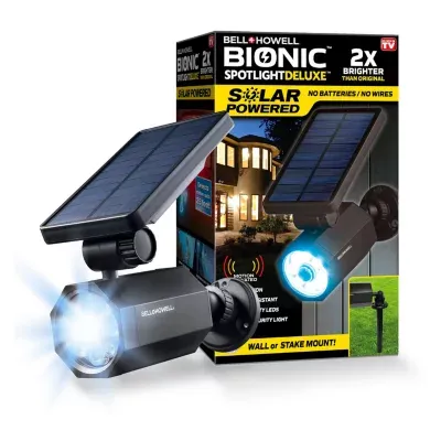 Bell + Howell Bionic Spotlight Deluxe Solar Powered Motion Activated 50% Brighter Outdoor Spotlight