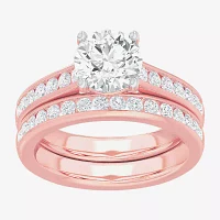 (G-H / Si1-Si2) Womens 3 CT. T.W. Lab Grown White Diamond 14K Gold Round Side Stone Bridal Set