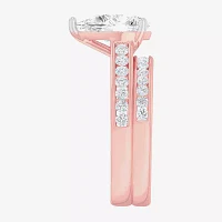 (G-H / Si1-Si2) Womens 3 CT. T.W. Lab Grown White Diamond 14K Gold Pear Side Stone Bridal Set