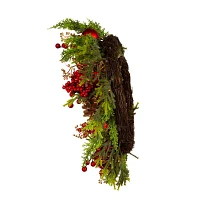 Kurt Adler 24 Inch Unlit Green Rattan Indoor Christmas Wreath