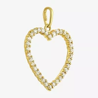 Cubic Zirconia 10K Yellow Heart Pendant