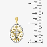 10K Two-Tone Gold Round Cross Charm Pendant