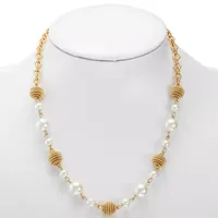 Monet Jewelry Simulated Pearl 17 Inch Curb Collar Necklace