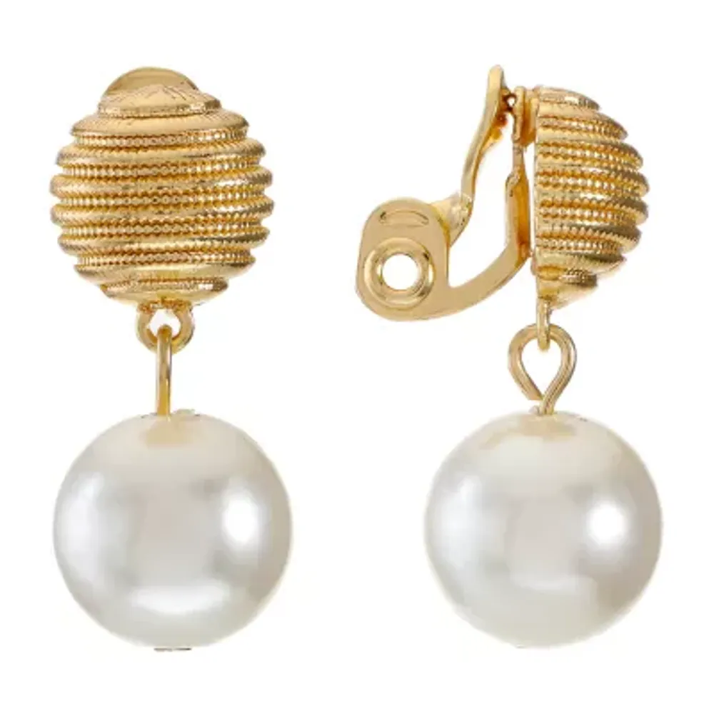 Monet Jewelry Simulated Pearl Simulated Pearl Clip On Earrings