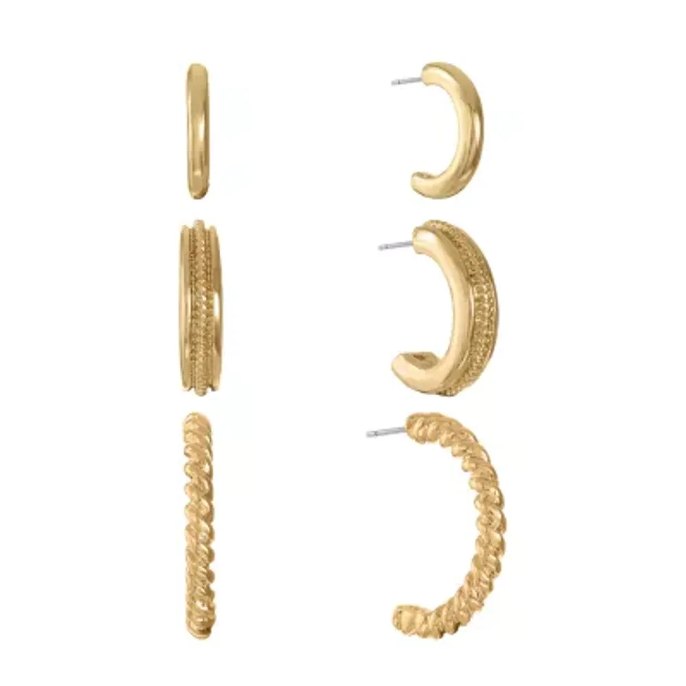 Monet Jewelry Gold Tone 3 Pair Earring Set