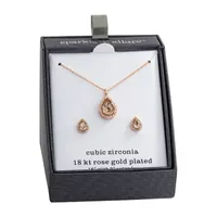 Sparkle Allure 2-pc. Crystal 18K Rose Gold Over Brass Pear Jewelry Set