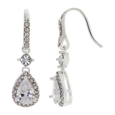 Sparkle Allure Cubic Zirconia Pure Silver Over Brass Pear Drop Earrings