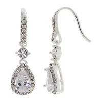 Sparkle Allure Cubic Zirconia Pure Silver Over Brass Pear Drop Earrings