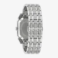 Bulova Octava Mens Crystal Accent Silver Tone Stainless Steel Bracelet Watch 96a285