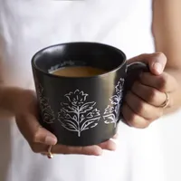 Distant Lands Black/White Stoneware Coffee Mug