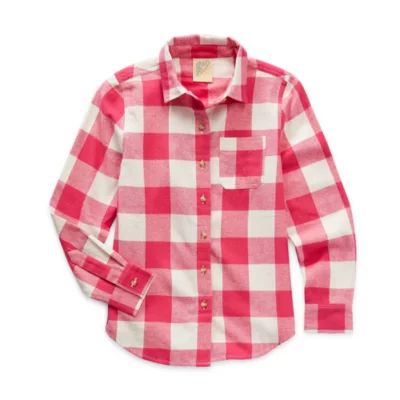 Thereabouts Little & Big Girls Adaptive Long Sleeve Flannel Shirt