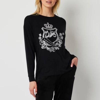 Juicy By Couture Womens Crew Neck Long Sleeve Graphic T-Shirt