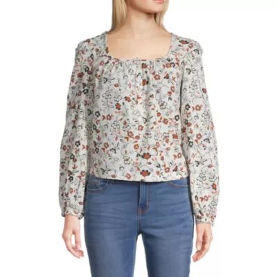 a.n.a Womens Square Neck Long Sleeve Blouse