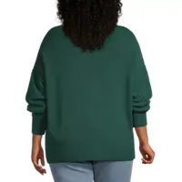 a.n.a Plus Womens Crew Neck Long Sleeve Pullover Sweater