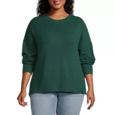 a.n.a Plus Womens Crew Neck Long Sleeve Pullover Sweater