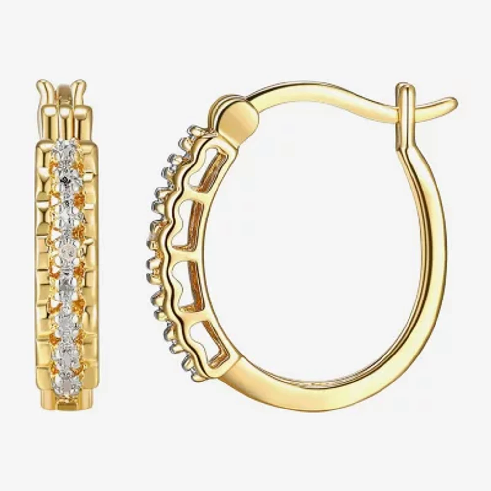 Sparkle Allure Diamond Accent 18K Gold Over Brass Round Hoop Earrings