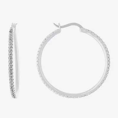 Sparkle Allure Cubic Zirconia Pure Silver Over Brass 36mm Hoop Earrings