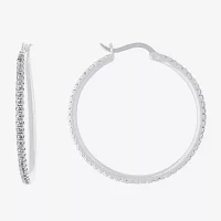 Sparkle Allure Cubic Zirconia Pure Silver Over Brass 36mm Hoop Earrings