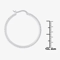 Sparkle Allure Cubic Zirconia Pure Silver Over Brass 36mm Hoop Earrings
