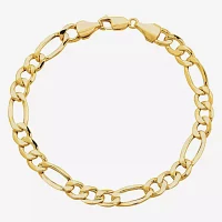 Gold Opulence 10K Gold 10 Inch Solid Figaro Link Bracelet