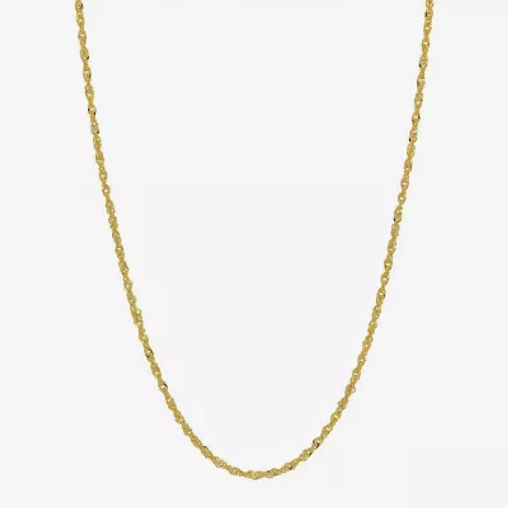 Made in Italy 18K Gold 20 Inch Solid Singapore Chain Necklace