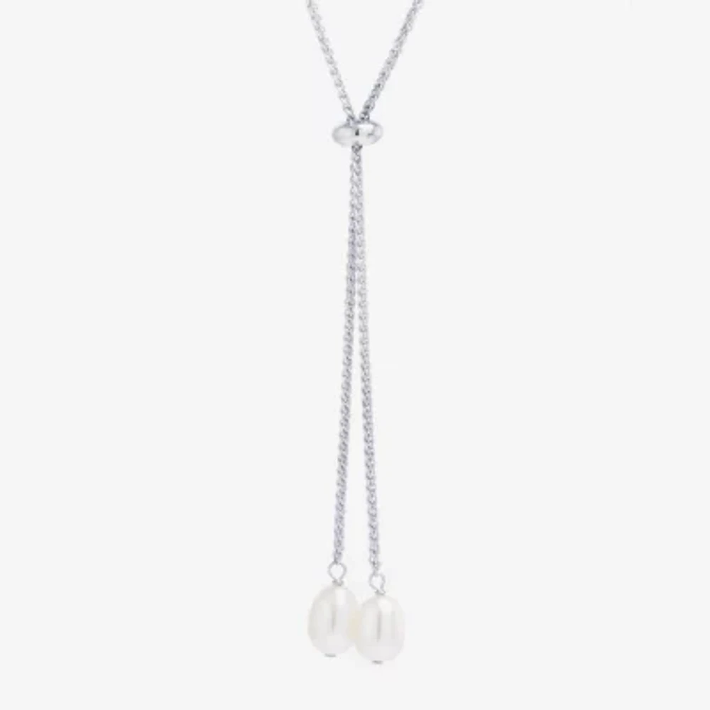 Silver Reflections Cultured Freshwater Pearl Pure Silver Over Brass 24 Inch Wheat Y Necklace