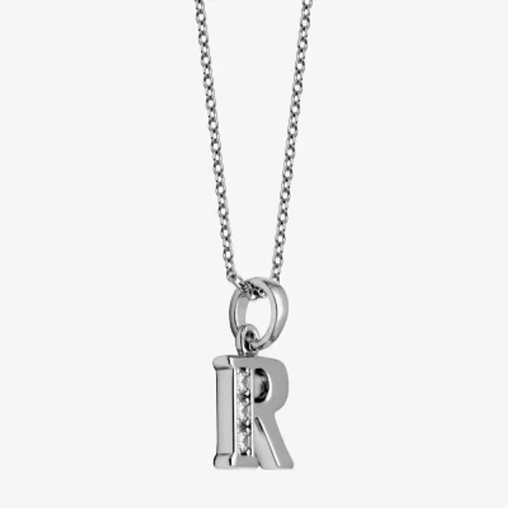 Womens Cubic Zirconia Sterling Silver Round Pendant Necklace
