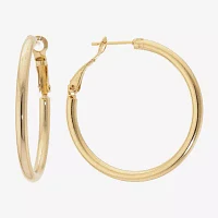 Silver Reflections 24K Gold Over Brass Hoop Earrings