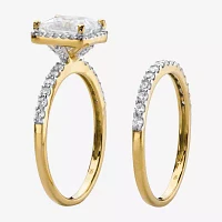 DiamonArt® Womens 2 CT. T.W. White Cubic Zirconia 10K Gold Square Bridal Set