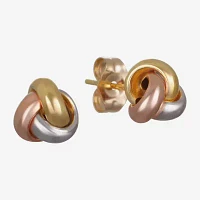 Made in Italy 14K Tri-Color Gold 7mm Knot Stud Earrings