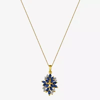 Blue and White Lab-Created Sapphire 14K Yellow Gold Over Sterling Silver Pendant Necklace