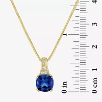 Gemstone 14K Gold Over Silver Cushion Pendant Necklace