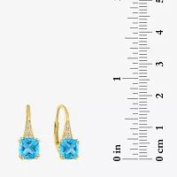 Gemstone 14K Gold Over Silver Cushion Drop Earrings