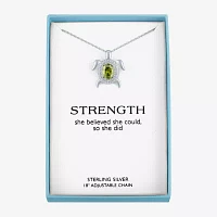 Turtle Womens Genuine Green Peridot Sterling Silver Pendant Necklace