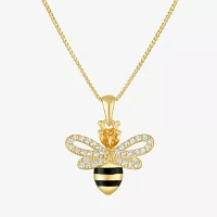 Bumble Bee Womens Genuine Yellow Citrine 14K Gold Over Silver Pendant Necklace