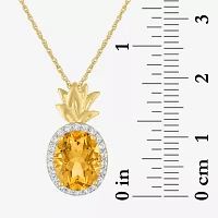 Womens Lab Created Yellow Citrine 14K Gold Over Silver Pendant Necklace