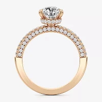 (F / Si2) Womens 2 CT. Lab Grown White Diamond 10K Gold Pear Side Stone Engagement Ring