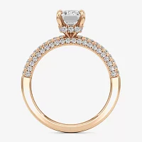 (F / Si2) Womens 2 CT. Lab Grown White Diamond 10K Gold Side Stone Engagement Ring
