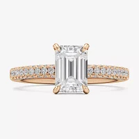 (F / Si2) Womens 2 CT. Lab Grown White Diamond 10K Gold Side Stone Engagement Ring