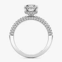 (F / Si2) Womens 2 CT. Lab Grown White Diamond 10K Gold Oval Side Stone Engagement Ring