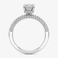 (F / Si2) Womens 2 CT. Lab Grown White Diamond 10K Gold Side Stone Engagement Ring