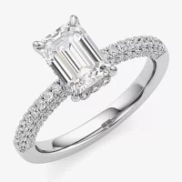 (F / Si2) Womens 2 CT. Lab Grown White Diamond 10K Gold Side Stone Engagement Ring