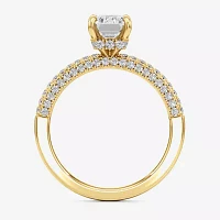 F / Si2) Womens 2 CT. T.W. Lab Grown White Diamond 10K Gold Side Stone Engagement Ring