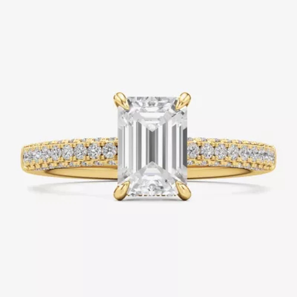 F / Si2) Womens 2 CT. T.W. Lab Grown White Diamond 10K Gold Side Stone Engagement Ring