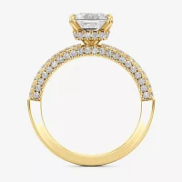 (F / Si2) Womens 2 CT. T.W. Lab Grown White Diamond 10K Gold Side Stone Engagement Ring