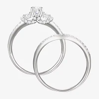 Love Lives Forever (G-H / Vs2-Si1) Womens 1 CT. T.W. Lab Grown White Diamond 10K Gold Round Side Stone 3-Stone Bridal Set