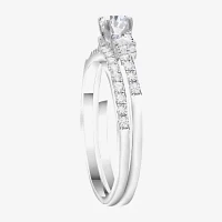 Love Lives Forever (G-H / Vs2-Si1) Womens 1 CT. T.W. Lab Grown White Diamond 10K Gold Round Side Stone 3-Stone Bridal Set