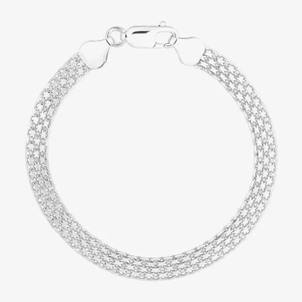 Athra Sterling Silver 7 Inch Solid Bismark Chain Bracelet